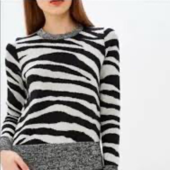 Banana Republic Sweaters - Banana Republic Italian Merino Wool, Wool Blend Zebra Striped Sweater, Size XL